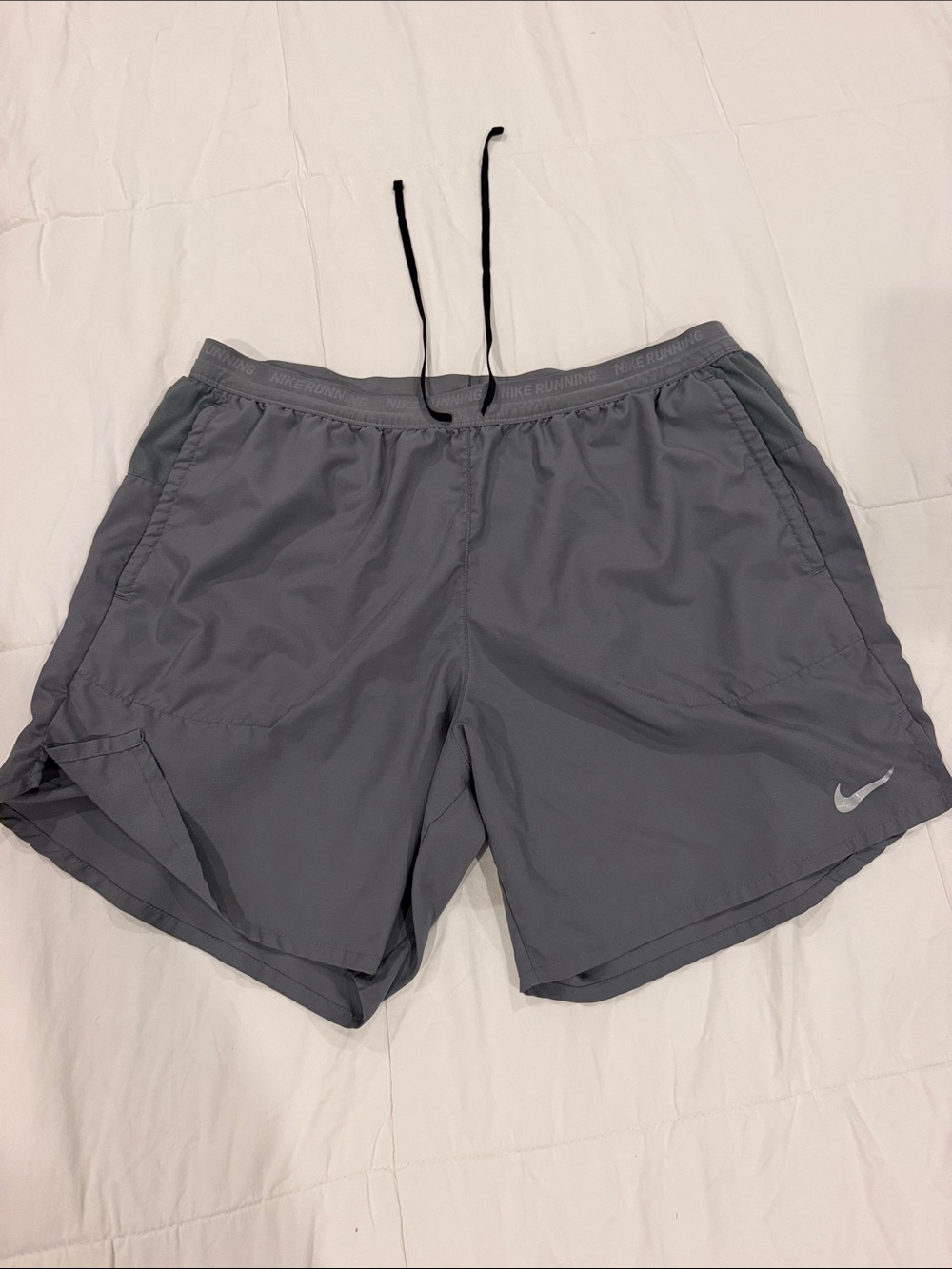 Nike Men's Grey Athletic Training Shorts with Reflective Swoosh